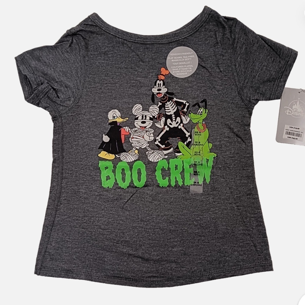 Disney Boo Crew Gray T-Shirt NEW Halloween Mickey Mouse Donald Duck Goofy 10/12